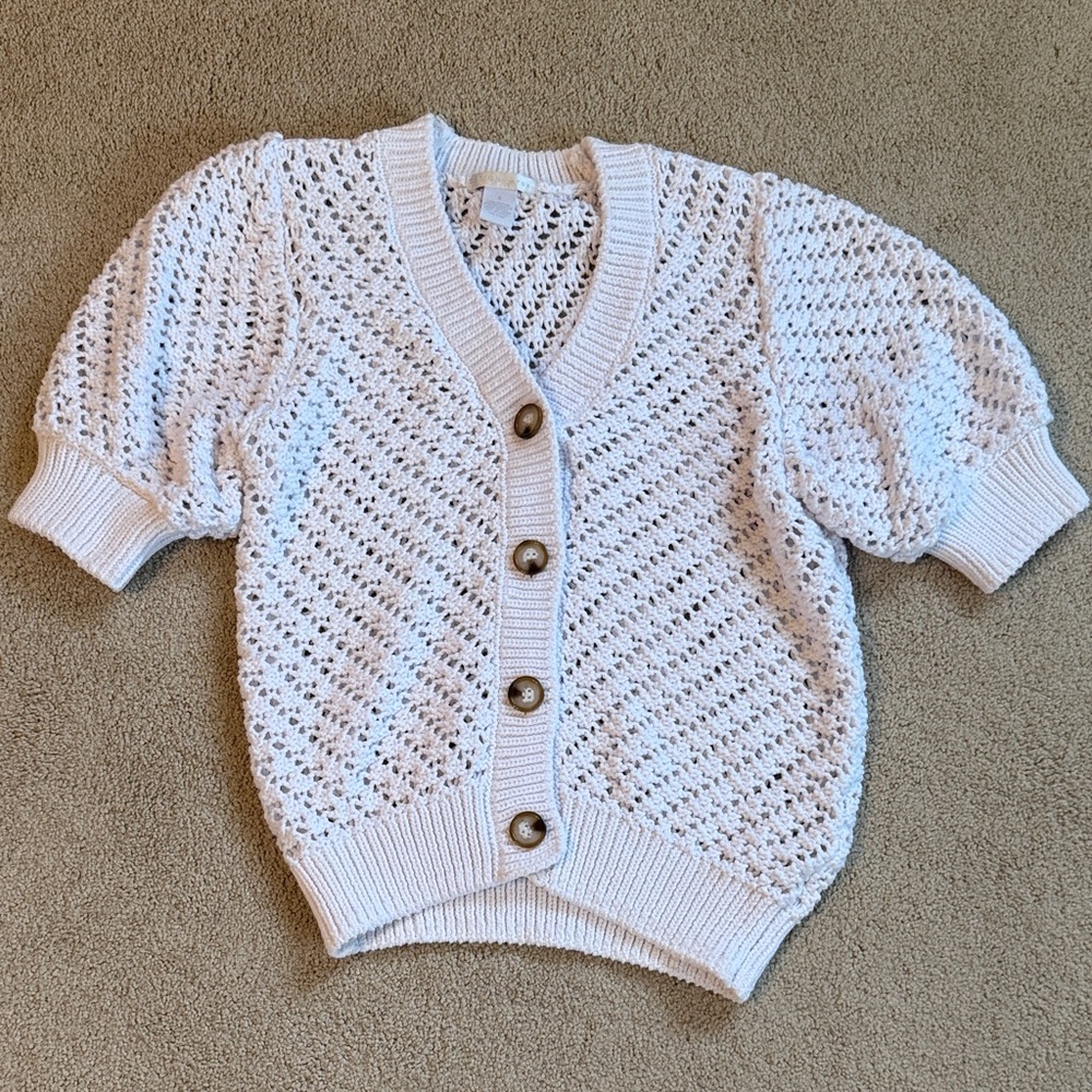 Design History White Open-Weave Women's Cardigan